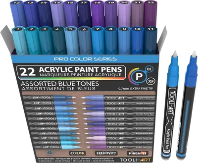 Produktbild von Acrylmarker Set 22 Farben, 0.7 mm extra feine Spitze, schnelltrocknend, für Steinmalerei