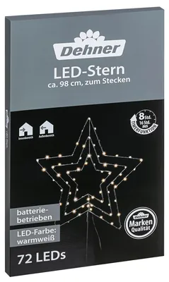 Produktbild von Dehner LED-Stern, inkl. Timer, ca. 35 x 98 x 0.25 cm, Metall, schwarz