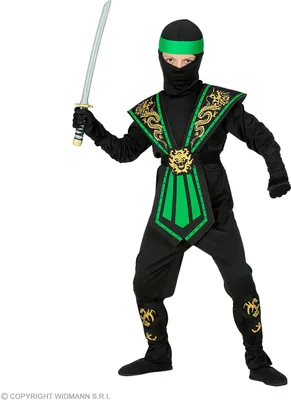 Produktbild von Detský kostým Kombat Ninja v zelenej farbe - kostým bojovníka, bojovníka - veľkosť 116 - 158 cm 158 cm - 11-13 rokov