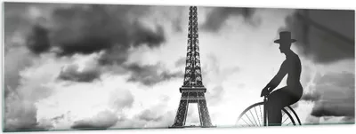 Produktbild von Bilder auf glas - Einteilig - Paris Gentleman Fahrrad - 160x50cm - Glasbilder - Wandbilder - Bilder - zum Aufhängen bereit - Wanddekoration aus Glas - Glas Bilder - Wandbild auf Glas - GAB160x50-4204