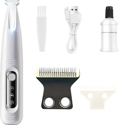 Produktbild von Hundepfotenschere, Leise Katzen- und Hundehaarschere mit LED-Licht, Professioneller Tierhaarschneider für Körper, Pfoten, Augen, Ohren und