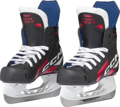 A pair of youth hockey skates.