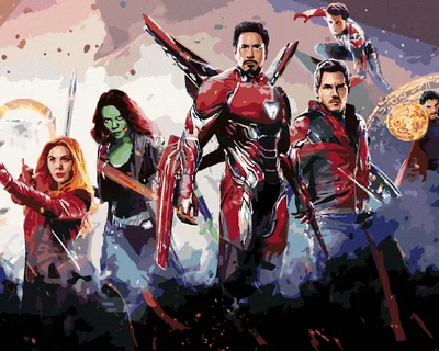 Obrázok produktu pre Zuty - Maľovanie podľa čísel - AVENGERS A STRÁŽCOVIA GALAXIE V BOJI, 40x50 cm, bez rámu a bez vypnutia plátna