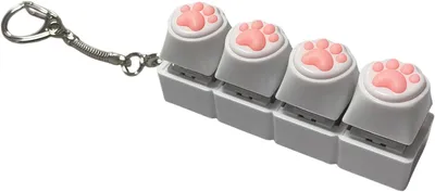 Productafbeelding van Fidget toys keyboard sleutelhanger - Kattenvormig mini-toetsenbord clicker met 4 toetsen