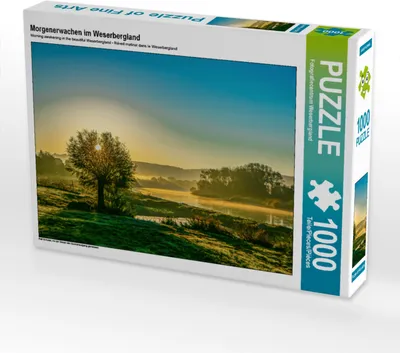Produktbild von CALVENDO Puzzle Morgenerwachen im Weserbergland | 1000 Teile Lege-Größe 64x48cm Foto-Puzzle für glückliche Stunden