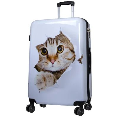 Produktbild von Hartschalen-Koffer Großer Reisekoffer Katze Weiß 77 cm Motivkoffer Dehnfalte