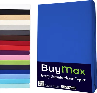 Produktbild von Jersey Topper Spannbettlaken Spannbetttuch 100% Baumwolle  Bettlaken, 120x200 cm, Dunkelblau