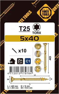 Produktbild von Spanplatte Scr T25 5.0X40/24 Gelb Zn10Stk