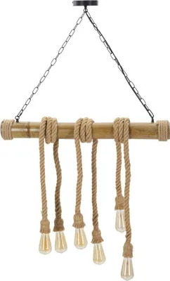 Produktbild von Mauro Ferretti Deckenleuchte Bambus Seil 6 Lichter E27 80x15x120 cm braun