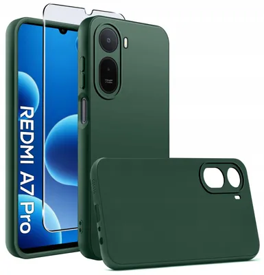 Produktbild von Mattes, schlankes Silikon-Etui für das Xiaomi Redmi A7 Pro + 9H-Glas