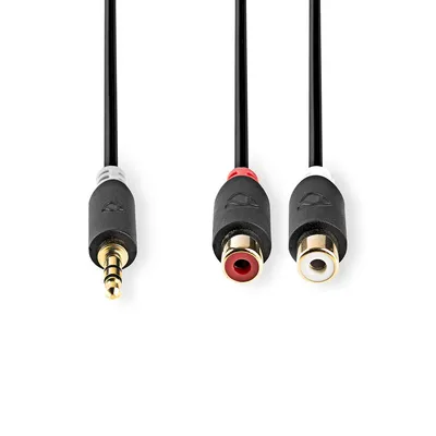 Immagine prodotto di Nedis Cavo audio stereo - 3,5 mm maschio - 2x Cinch femmina - Placcato oro - 0,20 m - Rotondo - Antracite - Box Box