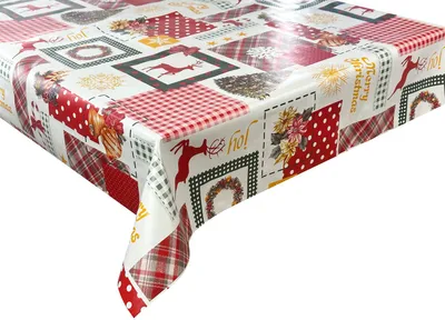 Obrázok produktu pre Obrus na stôl Olejová utierka Umývateľný vodotesný záhradný obrus Veselé Vianoce Florista 01047-00 140x140 cm