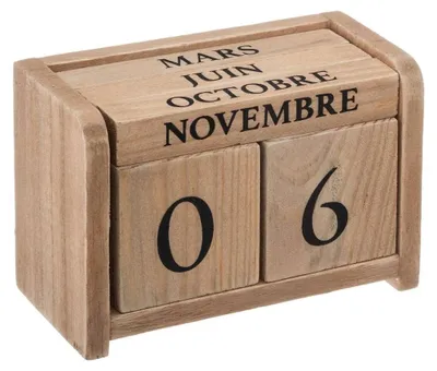 Image de Atmosphera | Calendrier en bois - calendrier perpétuel - décoratif - 5,5x7,5x11 cm