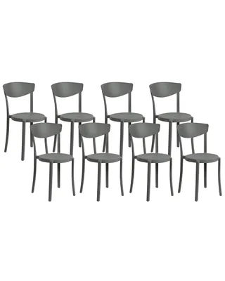 Produktbild von BELIANI Esszimmerstuhl 8er Set Dunkelgrau Kunststoff Matt Modern Minimalistisch Esszimmer Wohnküche Flur Diele Indoor Outdoor