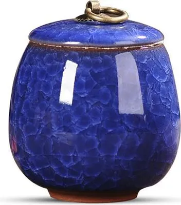 Produktbild von Luxe Mini Urne 170 ML aus Keramik für Menschliche und Tierasche - Blaue Dekorationsurne
