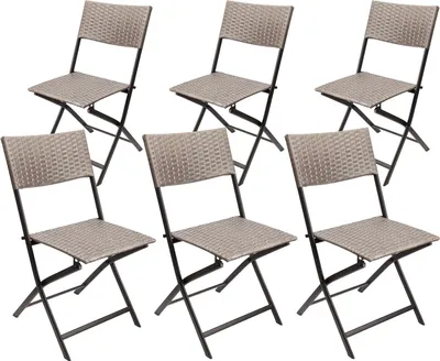 Immagine prodotto di BRUBAKER sedia da giardino Toskana - sedia pieghevole in poly rattan resistente alle intemperie - sedia da balcone pieghevole - sedia da campeggio per giardino balcone terrazzo, 6 sedie