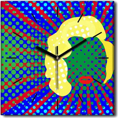 Produktbild von Coloray Uhr auf Leinwand 30x30 cm Wand Uhr Dekoration Wohnzimmer Segeltuch schwarze Hände -Marilyn Frau Art.