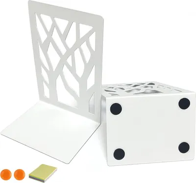 Image de Serre-livres en métal blanc 1 paire 12x9x16cm pour le bureau, l'école, la maison