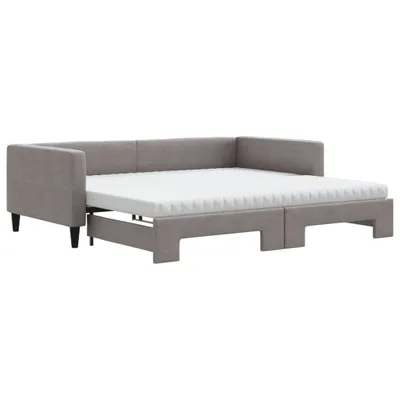 Produktbild von vidaXL Tagesbett Ausziehbar mit Matratzen Taupe 100x200 cm Stoff
