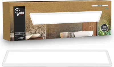Produktbild von B.K.Licht LED Panel Flach 98x20cm Eckig 36W 4800lm 4000K Neutralweiß Spritzwasserschutz Weiß - Deckenlampe Badezimmer Küche Wohnzimmer