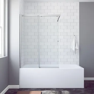 Produktbild von Duschwand mit Schiebetür für Badewanne 110x150cm Walk-In ESG Glas klar leicht zu reinige