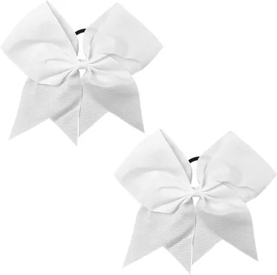 Produktbild von 2 Stück 20cm Weiß Schleife Haargummi Mit Schleife Groß Weiß Weiches Polyesterband Schleife Haargummis Mit Langen Schwänzen Elastische Gummibänder Für Frauen Und Erwachsene Urlaubsmode Gesche