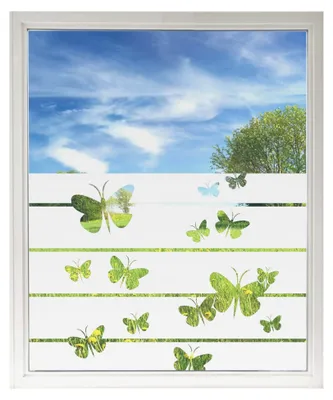 Produktbild von Sichtschutz Fensterfolie Milchglas für Badezimmer mit Schmetterlingen / 80x57cm