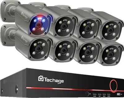 Produktbild von 4K Sicherheitskamerasystem, Zwei-Wege-Audio, Farb-Nachtsicht, 8CH NVR 8PCS Kamera, Keine