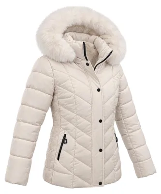 Produktbild von Winterjacke Damen Steppjacke Cremeweiß Gr. 40-54 mit Teddyfutter