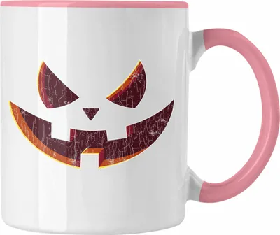 Produktbild von Trendation - Halloween Tasse Kürbis Dekoration Becher Kürbis Gesicht (Rosa)