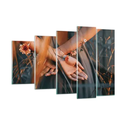 Produktbild von Bilder auf glas - 5 Teile - Frau Hände Wiese - 150x100cm - Glasbilder - Wandbilder - Bilder - zum Aufhängen bereit - Wanddekoration aus Glas - Glas Bilder - Wandbild auf Glas - GEG150x100-5126
