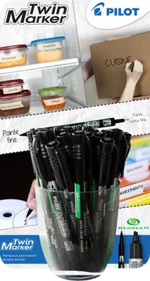 Produktbild von PILOT Permanent-Marker "Twin Marker" schwarz 30er Display