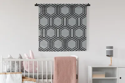 Produktbild von MuchoWow® Wandteppich Wandbehang Sechseck - Linie - Muster 90x90 cm Tapisserie Dekoration Wandtuch - Wandaufhänger