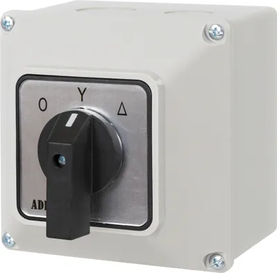 Produktbild von Nockenschalter Drehschalter Wendeschalter Wahlschalter mit Gehäuse IP65 0-Y-∆ Off-Stern-Dreieck 3-polig 3-Phasen 40A