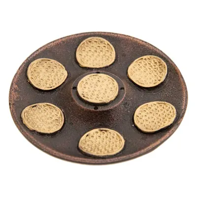 Immagine prodotto di Portaincenso - Fiore della vita rotondo con 7 emblemi