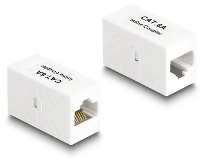 Productafbeelding van Delock adapter, RJ45-connector naar RJ45-connector, Cat.6A, UTP, wit