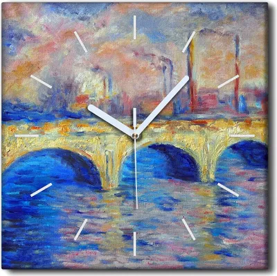 Produktbild von Coloray Uhr auf Leinwand 30x30 cm Wand Uhr Dekoration Wohnzimmer Segeltuch weiße Zeiger -Londoner Stadtmünzen