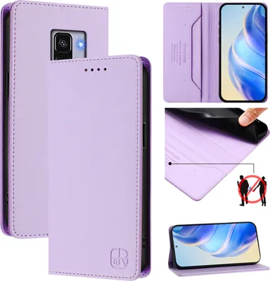 Produktbild von Lederhülle für Samsung Galaxy A8 2018 Hülle Flip Brieftasche Kartenfächern Ständer Schutzhülle Violett