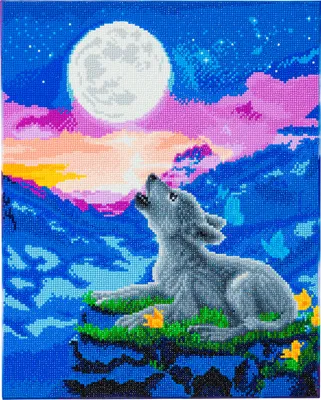 Produktbild von Diamond Painting "Crystal Art Kit", 40 x 50 cm Howling Wolf