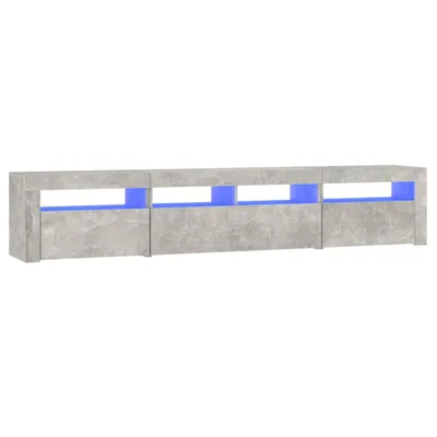 Image de vidaXL Armoire TV avec lampes LED gris béton 210x35x40 cm