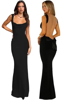 Image de Robe longue dos nu pour femmes, idéale pour les soirées cocktails