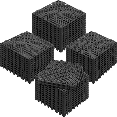 Produktbild von SucceBuy Modulares ineinandergreifendes Kissen, 50er-Pack 30 x 30 cm Spleiß-Drainagematten, weiche ineinandergreifende Drainage-Bodenfliesen aus PVC, rutschfestes Abflussloch für Toilette