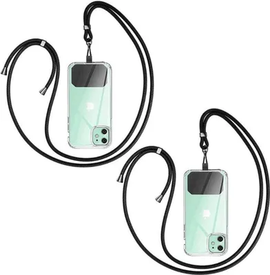 Image de Chaîne de portable universelle à porter autour du cou Noir - Coque de smartphone Cordon 150cm personnalisable