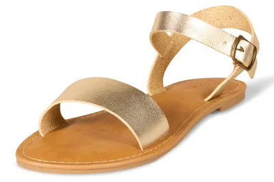 Productafbeelding van Amazon Essentials dames sandalen met twee bandjes en gesp, goud, maat 37.5 EU