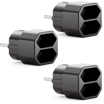 Produktbild von deleyCON Mehrfachstecker 2x Euro-Buchse 2,5A 1100W, 3 Stück - Schwarz