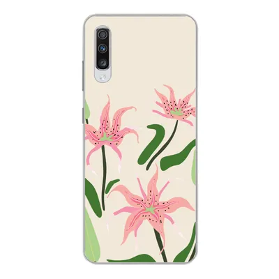 Produktbild von MuchoWow® Handyhülle Schutzhülle Hülle für Samsung Galaxy A70 Blume - Rosa - Blätter Silikon Softcase Handy Hülle - Schutzhaube