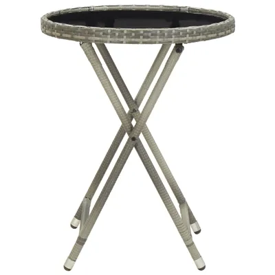 Immagine prodotto di vidaXL Tavolino grigio 60 cm in poly rattan e vetro temperato