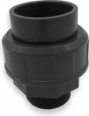 Produktbild von PVC Verschraubung | Ø 50 mm | Klebemuffe 1 1/2" | AG | PN16 | Grau