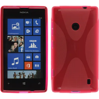 Produktbild von PhoneNatic Case kompatibel mit  Nokia Lumia 525 - pink Silikon Hülle X-Style + 2 Schutzfolien
