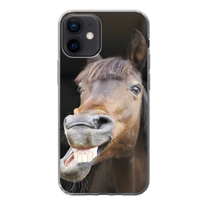 Produktbild von MuchoWow® Handyhülle Schutzhülle Hülle für iPhone 12 Pferd - Lustig - Stall - Kinder - Jungen - Mädchen - Kinder Silikon Softcase Handy Hülle - Schutzhülle